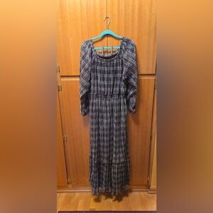 Knox Rose Plaid Maxi Dress in Navy and Gray